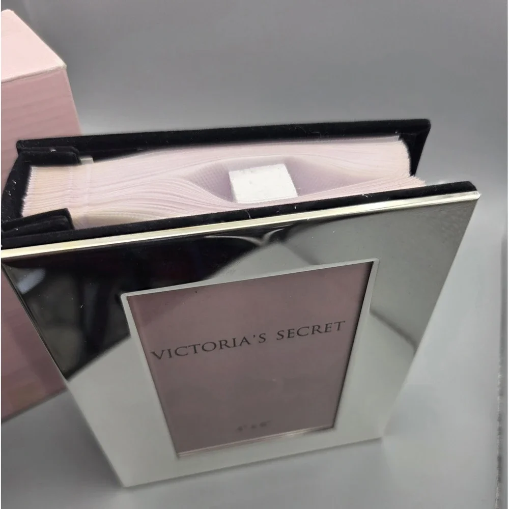 Vintage Victoria's Secret Silver Plated Photo Album Frame 4x6 Pink Velvet Box